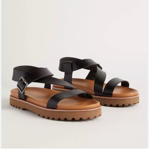 Black Leather Women's Sandals - Picture 3 of 4
